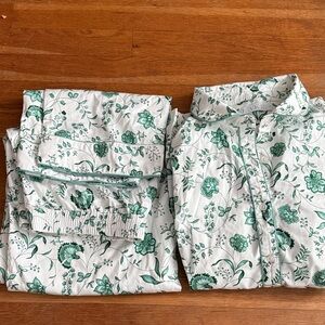 Floral Green and White Pajama Set